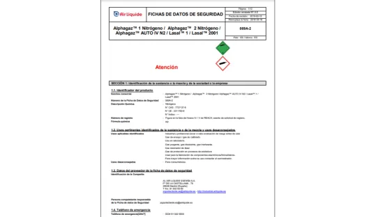 ficha de datos seguridad LASAL Air Liquide
